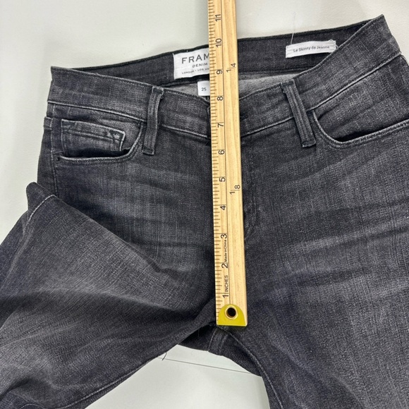Frame Womens Sz 25 Le Skinny De Jeanne Stretch Black Dark Wash Denim Jeans - Picture 7 of 12